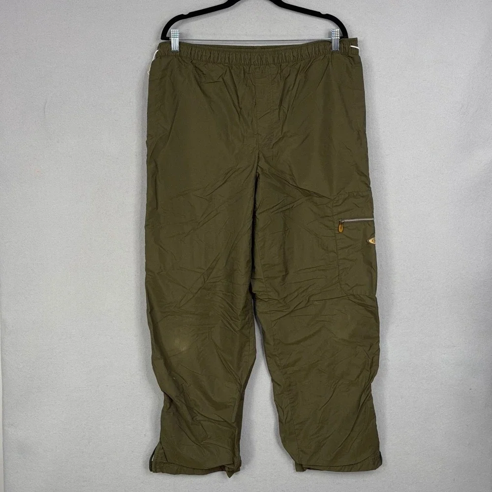 Nike Cargo Pants Mens Large Green Nylon Track Windbreaker Gorpcore Streetwear